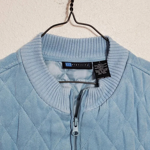 Relativity Womens Quilted Puffer Vest Sky Blue Size Small Full zip sleeveless - Picture 8 of 8